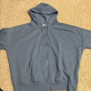Aero Casual Blue Zip-Up Hoodie with Pockets